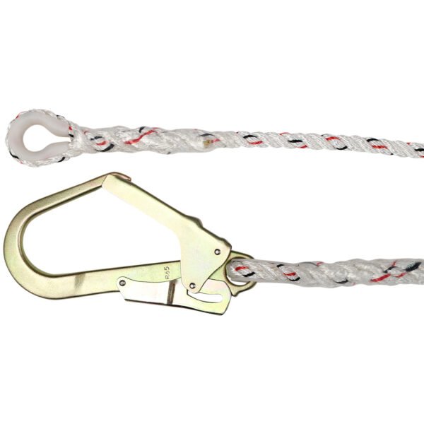 Fall Rrestraint 1m - 2m Lanyard with Carabiner Attachment and Scaffolding Hook - Image 2