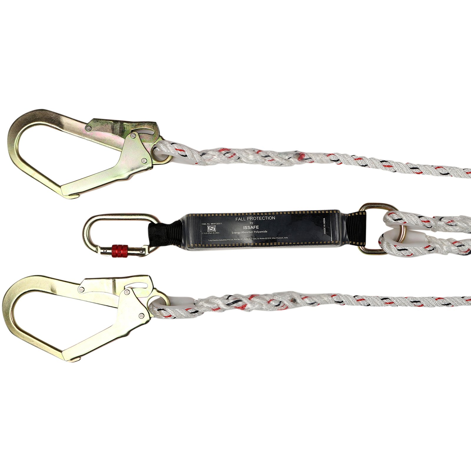 Energy Absorbing Double Lanyard with Two Ropes and 2 Scaffolding Hook - Image 2